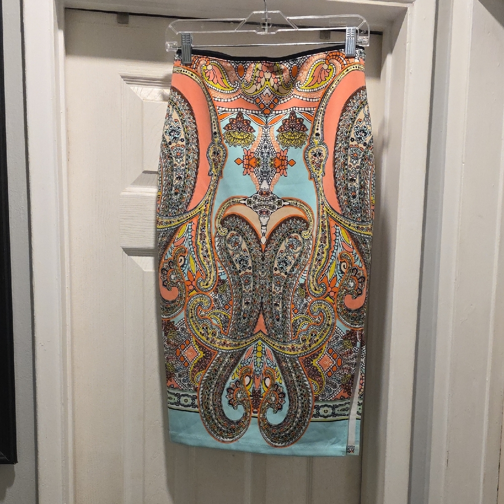 Bisou Bisou Skirt with Multicolor Paisley